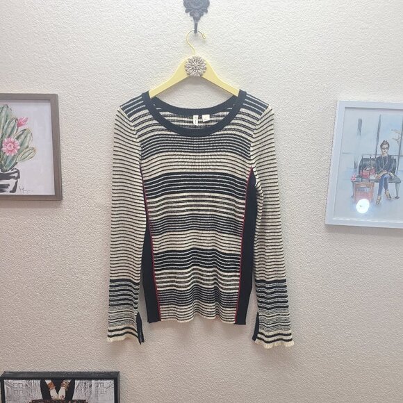 Anthropologie Rayon Crew Neck Striped Pullover M - Picture 1 of 6